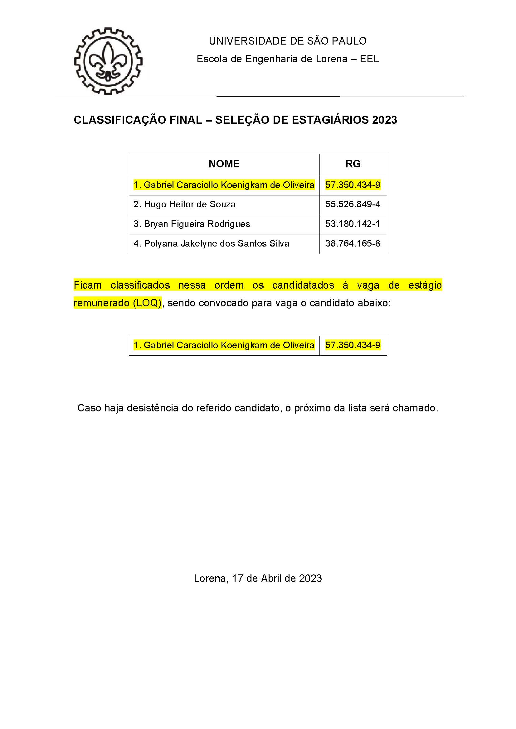 Resultado final estagio