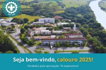 Boas vindas aos calouros EEL/USP 2025. Arte: Thais Angerami