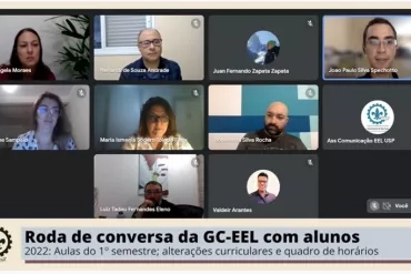 Coordenação bate papo com alunos da EEL. Foto: Reprodução.